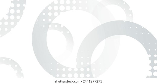 Abstract white and grey gradient circle background with halftone dots decoration. illustration eps10