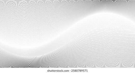 Abstract white and grey gradient circle background with halftone dots decoration.