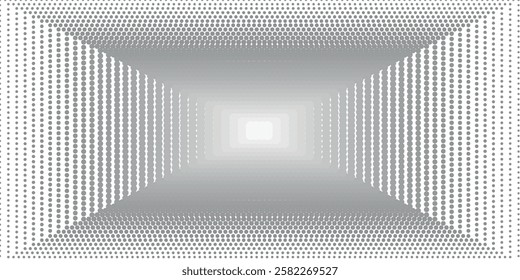 Abstract white and grey gradient circle background with halftone dots decoration.	