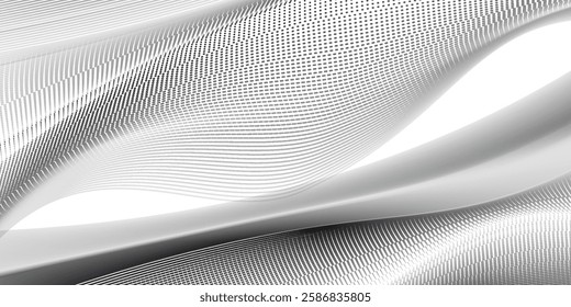 Abstract white and grey gradient circle background with halftone dots decoration.	