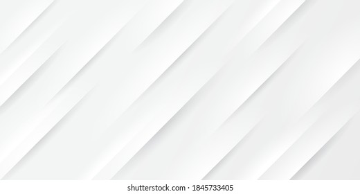 Abstract white & grey gradient color with oblique lines stripes background. Geometric minimal pattern modern sleek texture. Simple paper cut concept. Vector illustration