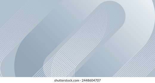 Abstract white and grey gradient geometric background. Modern shiny white diagonal rounded lines pattern. 