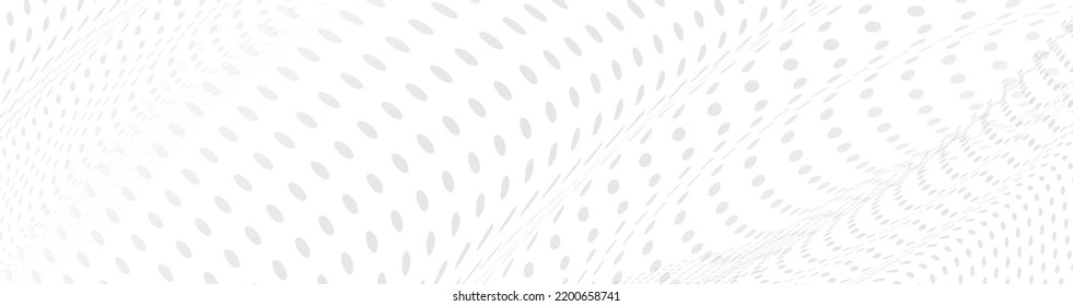 Abstract white and grey halftone wave dotted background. Wavy shape dot pattern. Vector illustration