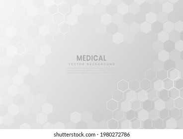 Abstract white and grey hexagon pattern background. Medical and science concept. You can use for ad, poster, template, business presentation. Vector illustration