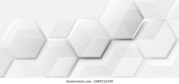 Abstract white and grey hexagon shapes pattern background. Healthcare concept. Futuristic digital high-technology pattern. Vector illustration