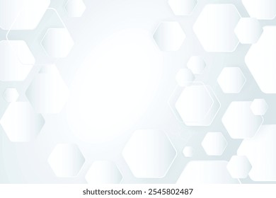 Diseño de fondo de patrón hexagonal blanco y gris Abstractas. Elemento geométrico hexagonal superpuesto simple moderno con estructuras moleculares. Concepto de tecnología de ciencia médica. Ilustración vectorial