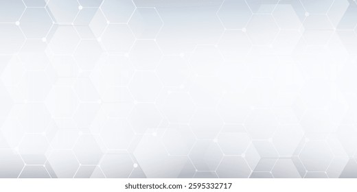 Abstract white and grey hexagonal pattern background design. Modern simple overlapping hexagon geometric element with molecular