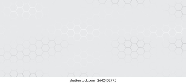 Abstrato branco e cinza padrão hexagonal projeto de fundo. Moderno simples sobreposição de elemento geométrico hexágono com estruturas moleculares. Conceito de tecnologia de ciência médica