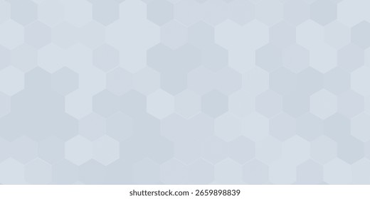 Abstraktes weißes und graues sechseckiges Muster Hintergrunddesign. Modernes einfaches überlappendes geometrisches Sechseckelement mit molekularen Strukturen. Medizinwissenschaftliches Technologiekonzept. Vektorgrafik