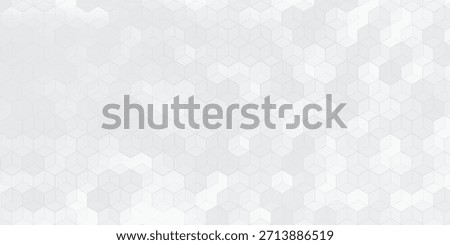 Abstract white and grey hexagonal pattern background design. Modern simple overlapping hexagon geometric element with molecular structures. Medical science technology concept