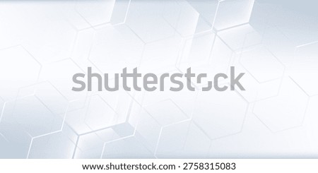 Abstract white and grey hexagonal pattern background design. Modern simple overlapping hexagon geometric element with molecular structures. Medical science technology concept. 