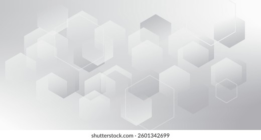 Abstract white and grey hexagons background. Vector illustration