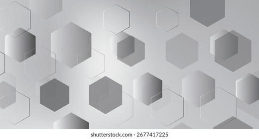 Abstract white and grey hexagons background. Vector illustration. Eps10