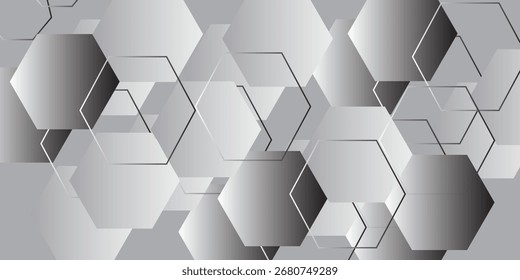 Abstract white and grey hexagons background. Vector illustration