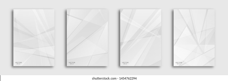 Abstract white and grey on light silver background with modern design. A set of backgrounds consisting of triangles. Vector illustration EPS 10.