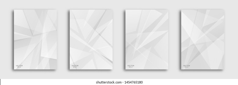 Abstract white and grey on light silver background with modern design. A set of backgrounds consisting of triangles. Vector illustration EPS 10.