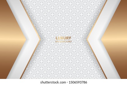 Abstract white and grey overlapping layers background a combination with golden line decoration. Modern and luxury cover template for use element banner frame, advertising, corporate