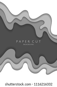 Abstract white and grey paper cut background. Vector design template for posters, flyers, invitations, banners and presentations.