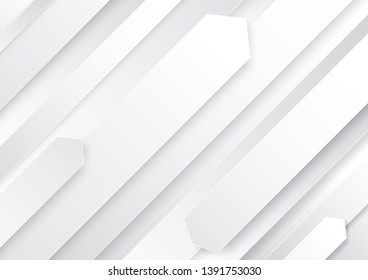 Abstract white grey paper cut vector illustration background. Arrow and square shape paper design. - Shutterstock ID 1391753030
