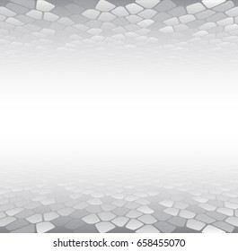 Abstract white and grey perspective background. Isometric surface shapes