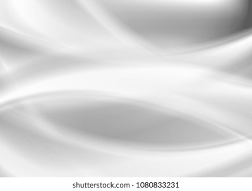 Abstract white and grey smooth blurred waves modern background. Vector graphic design