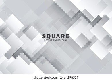 Abstract white and grey square geometric overlap layer background . Modern geometric square shape pattern