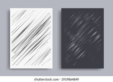 Abstract white and grey striped background. Template cover or poster with motion pattern lines. Vector