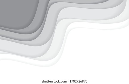 Abstract white grey tone paper cut wave curve with blank space design modern background vector illustration.