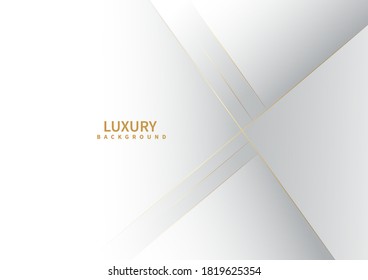 Abstract white and grey triangle background with golden line luxury. You can use for ad, poster, template, business presentation. Vector illustration