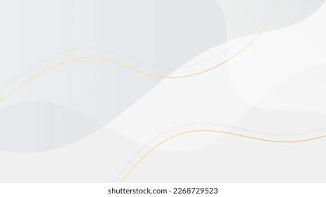 Abstract white and grey wavy background with golden lines. Vector illustration