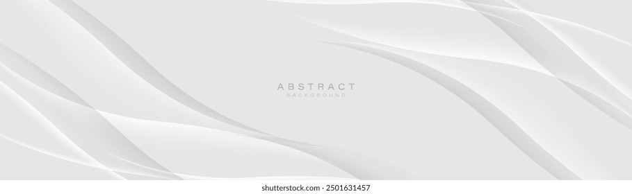 Abstract white and grey wavy background. Minimal clean modern banner. illustration Vector