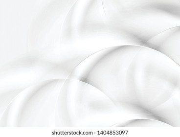 Abstract white and grey wavy circles background. Vector design