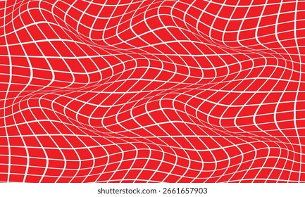 Patrón de onda de línea delgada de rejilla blanca abstracta en rojo adecuado para el fondo.