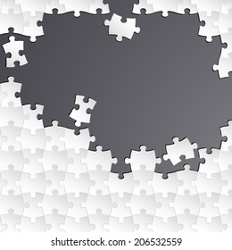 Abstract white group puzzle with black background