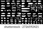 Abstract White Grunge Brush Stroke Collection – Rough Ink, Paint Smears and Shapes.