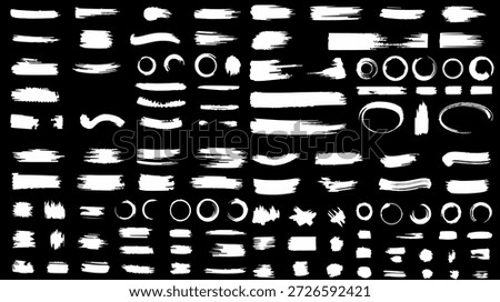 Abstract White Grunge Brush Stroke Collection – Rough Ink, Paint Smears and Shapes.