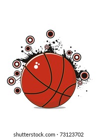 abstract white grungy, circle background with isolated basketball