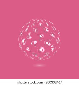 Abstract white halftone, pink background. Logo design. Illustration







