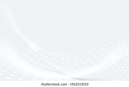 Abstract white halftone and wavy lines technology digital hi tech concept background. Vector illustration
