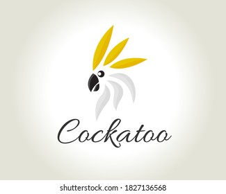 abstract white head cockatoo, parrot logo symbol design illustration