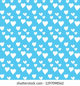 Abstract white heart freehand drawing seamless pattern on blue background vector