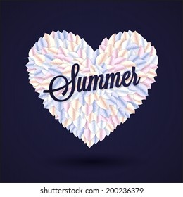 Abstract white heart leaf vector background. Love ecology concept