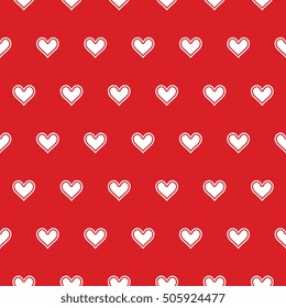 Abstract White Heart Pattern Seamless Valentine Vector Red Background