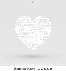 Abstract white heart symbol for Valentine's Day. Heart shape for decorative card, website, template design, postcard, special offer sale, advertising, mobile application. Vector illustration.