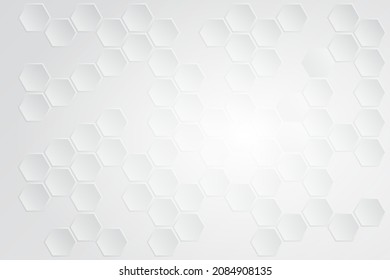 Abstract white hexagon background with shadow. Hex object space for create Cover or Banner in world wide web. Template for presentation.