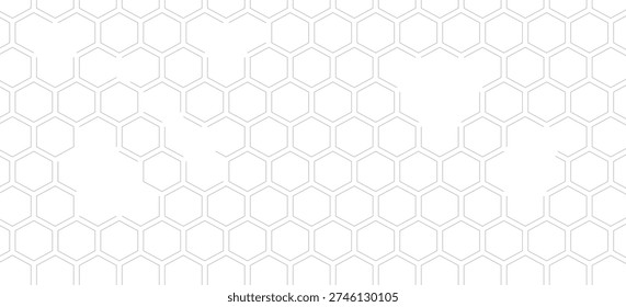Abstract White Hexagon Pattern with 3D Depth Effect Background