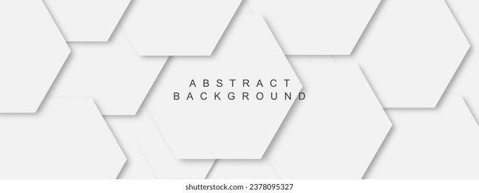 Abstrakte, weiße Sechseck-Formen mit Schattenhintergrund-Design. Vektorgrafik.