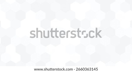 Abstract white hexagon texture background. Clean futuristic technology banner. Modern minimal trendy horizontal. Vector illustration