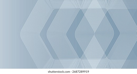 Abstract white hexagone lines on gray gradient background. Geometric stripes lines simple. Modern banner, presentation, poster, wallpaper.