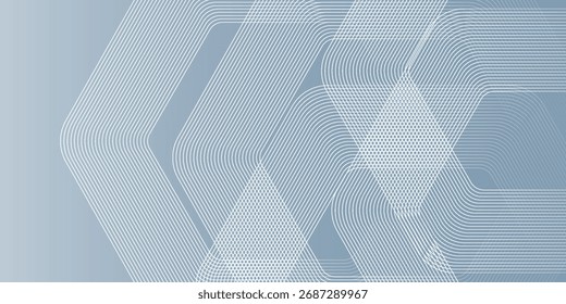 Linhas de hexágono brancas abstratas sobre fundo de gradiente cinza.